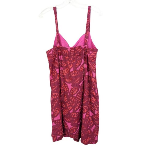 Joe Fresh Women Dress Large Burgundy Red Floral Cotton Pleated Adjustable Straps - Picture 2 of 6